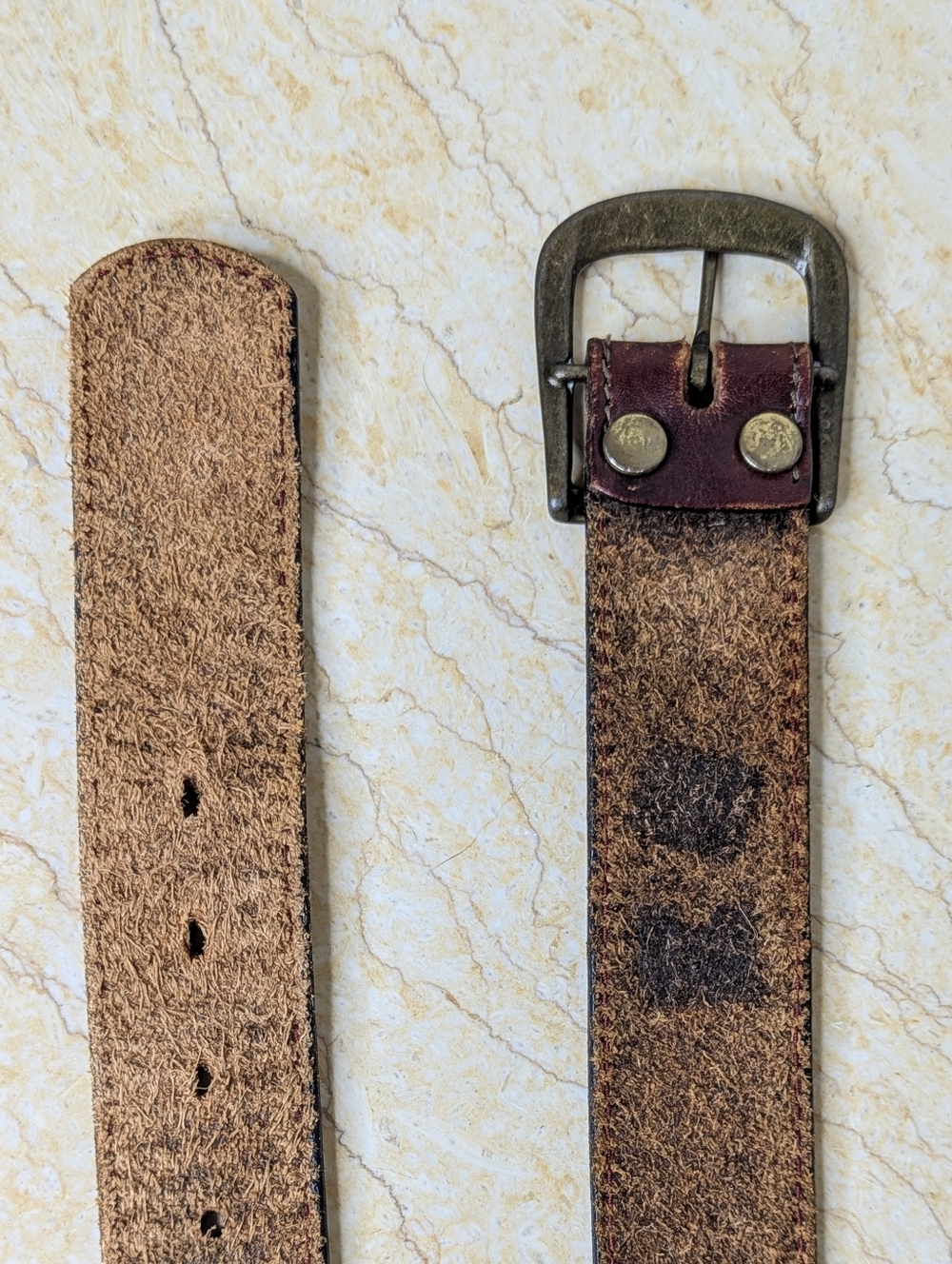 Vintage Leather Hand Stained Tooled Rugged Distressed Blue Floral Belt Womens 30 - Picture 3 of 14